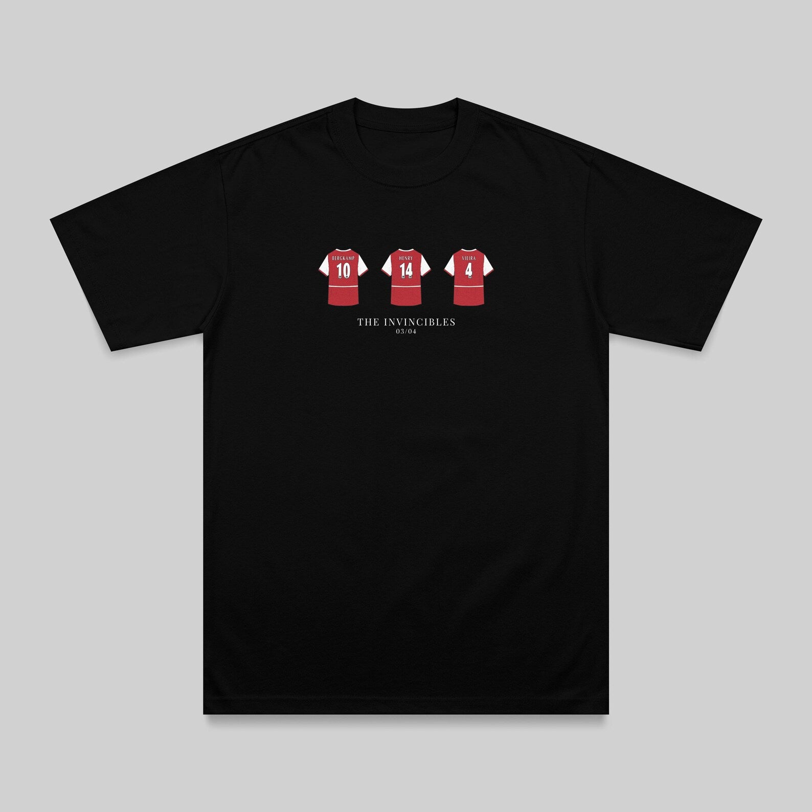 Arsenal Invincibles 03/04 embroidered t-shirt in black – flat lay