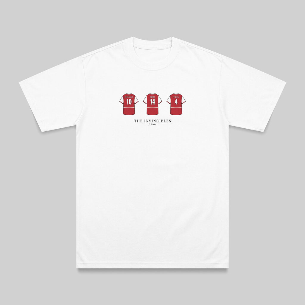 Arsenal Invincibles 03/04 embroidered t-shirt in white – flat lay