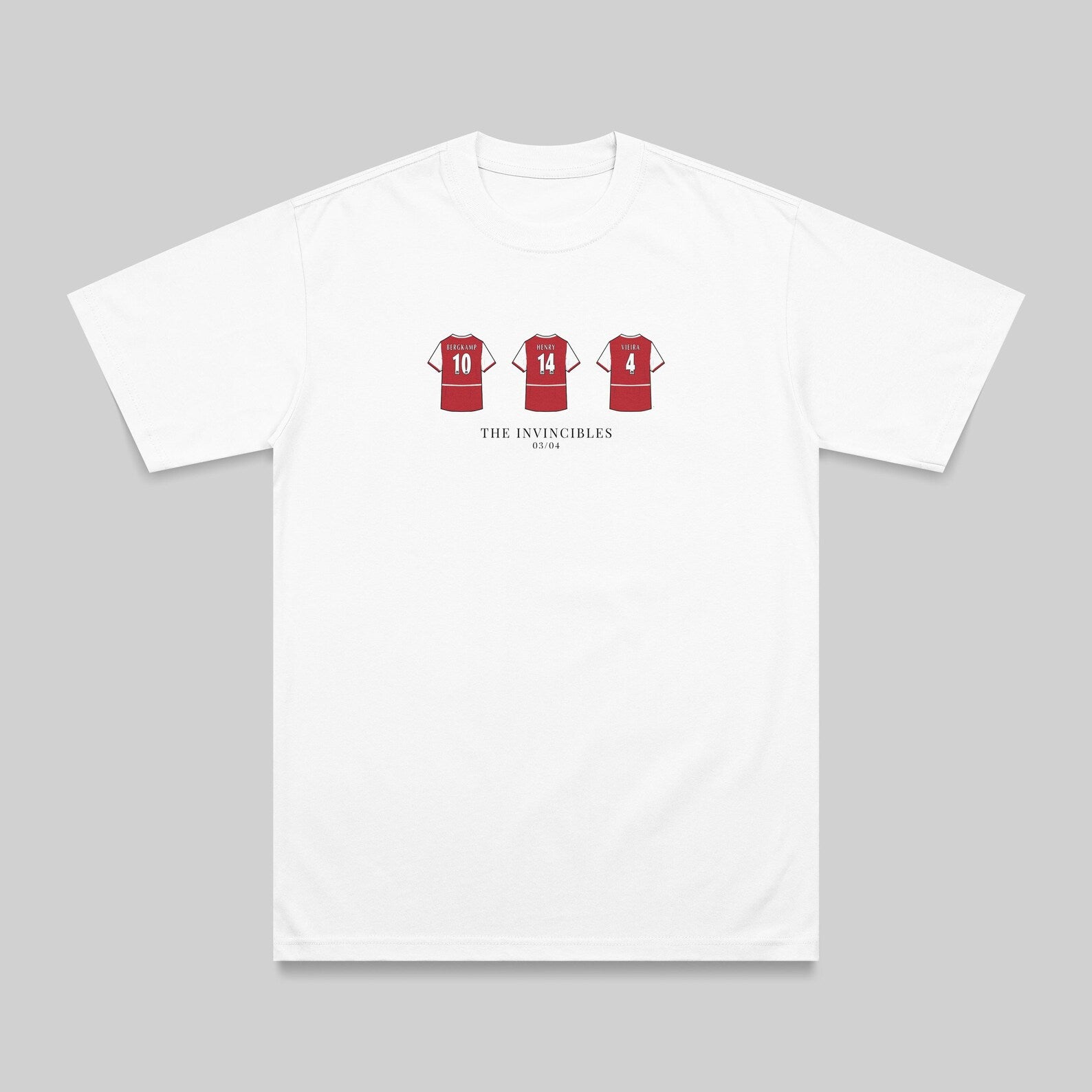 Arsenal Invincibles 03/04 embroidered t-shirt in white – flat lay