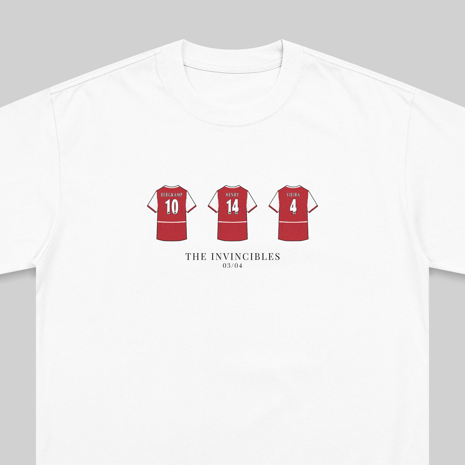 Arsenal Invincibles 03/04 embroidered t-shirt in white – close-up detail
