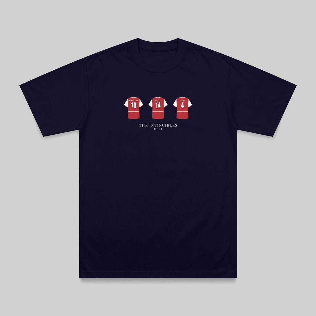 Arsenal Invincibles 03/04 embroidered t-shirt in navy – flat lay
