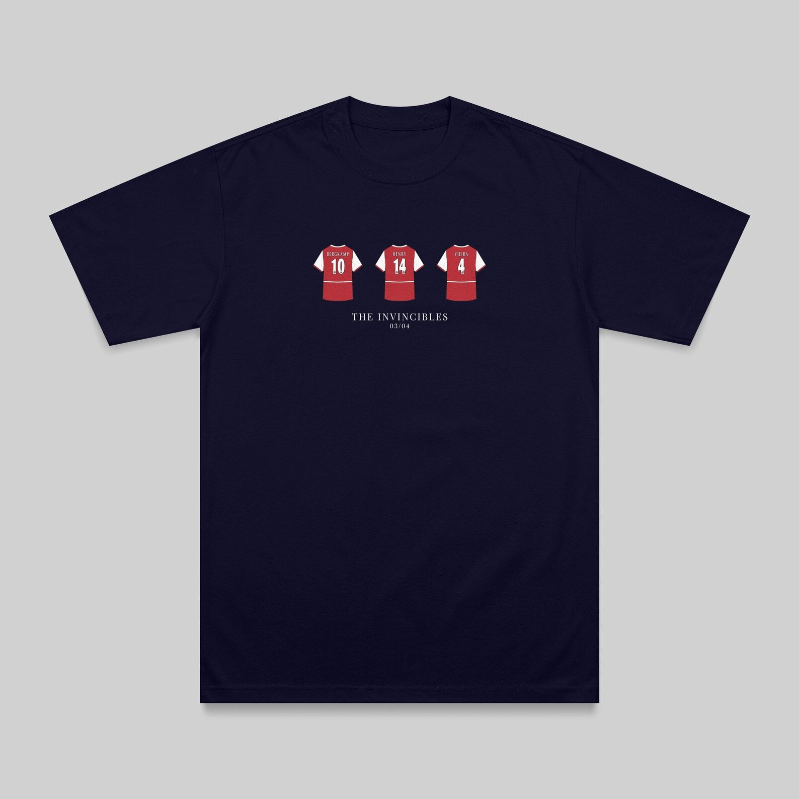 Arsenal Invincibles 03/04 embroidered t-shirt in navy – flat lay