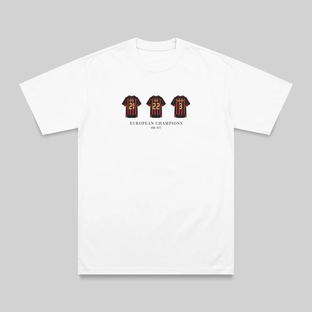 AC Milan 06/07 Champions embroidered t-shirt – embroidery close-up