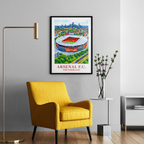 Arsenal Emirates Stadium art print – aerial view, framed mockup