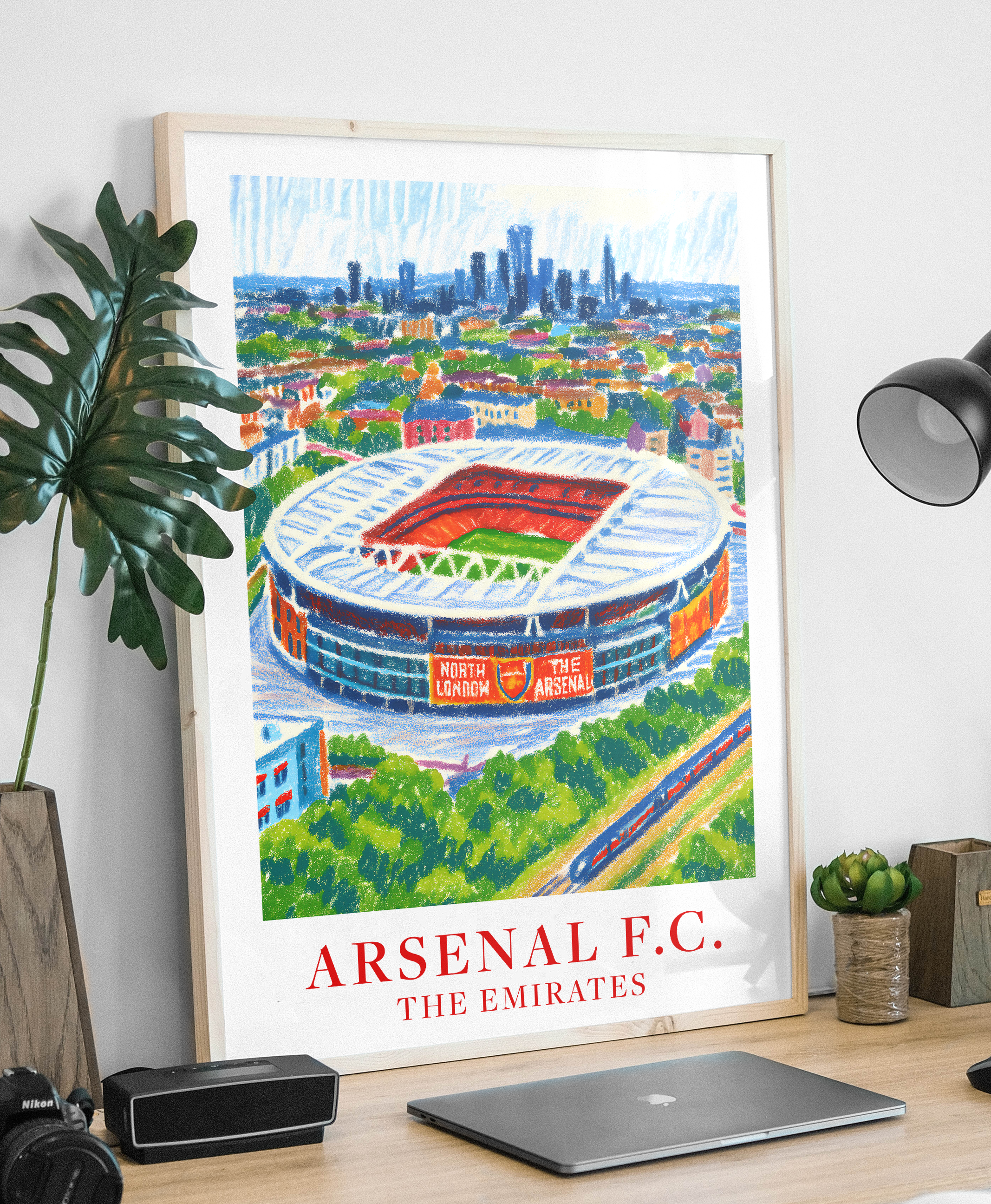 Arsenal Emirates Stadium art print – aerial view, close-up detail
