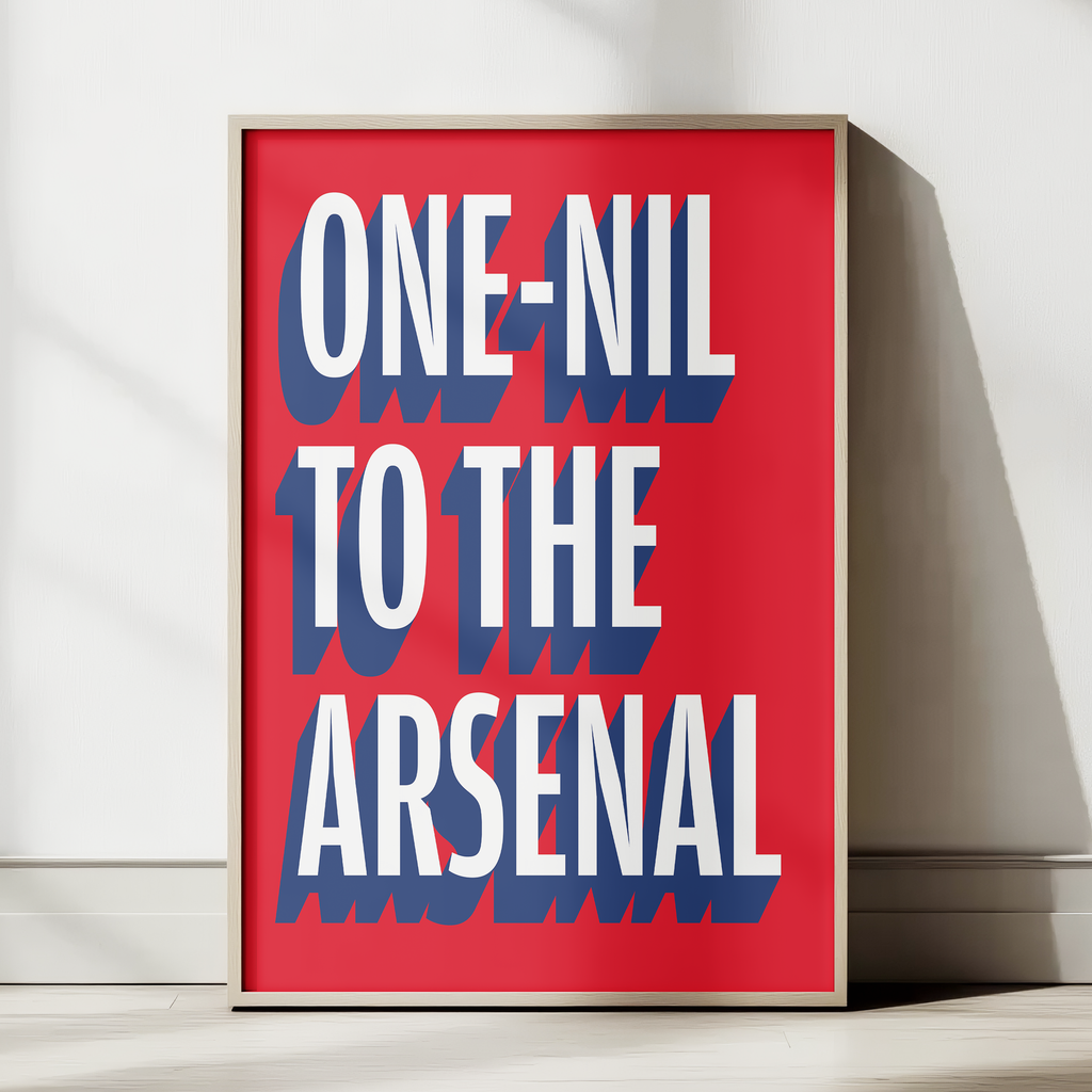 One-Nil to The Arsenal chant typography wall art print – framed mockup
