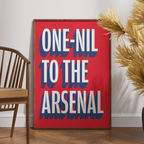 One-Nil to The Arsenal chant typography wall art print – close-up typography detail