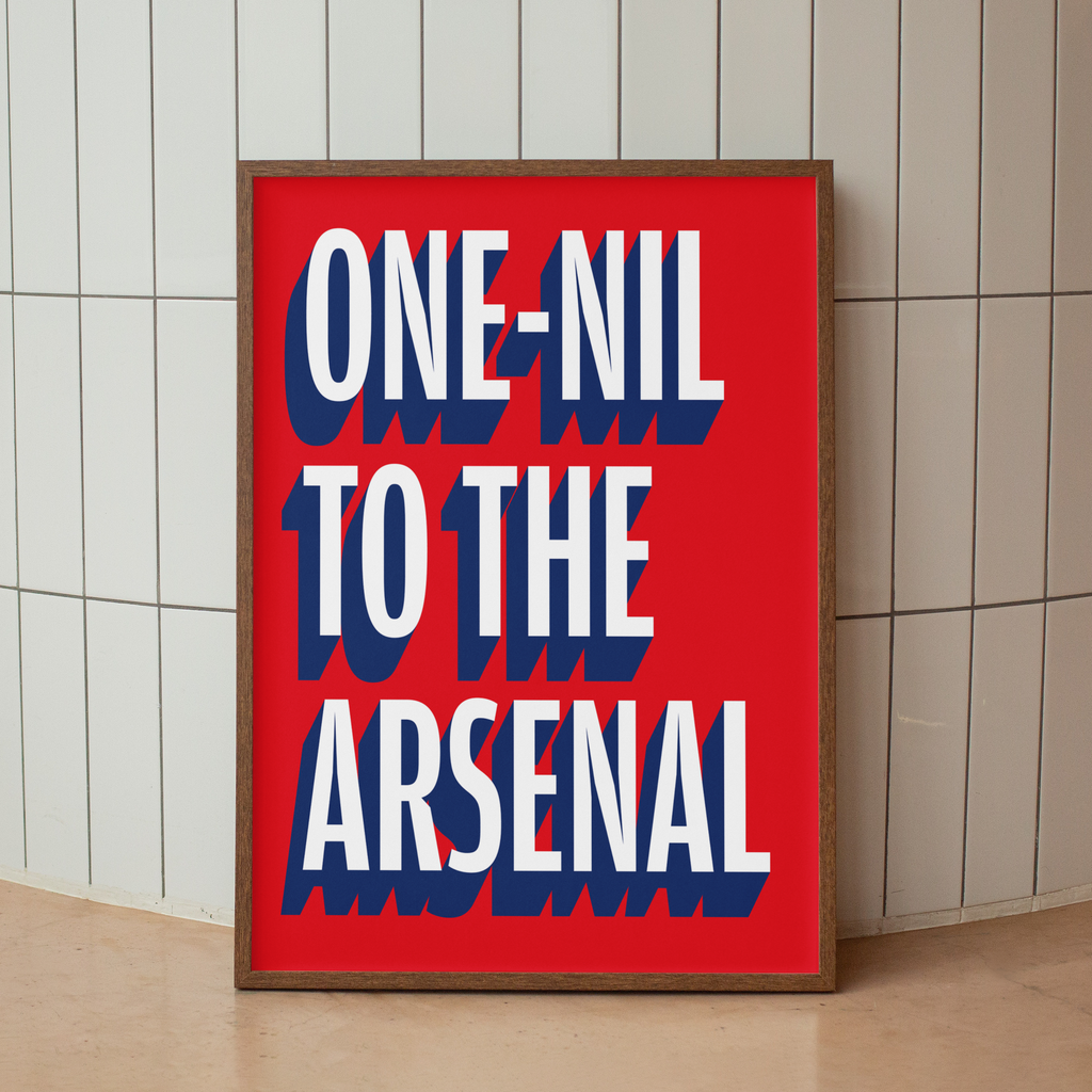 One-Nil to The Arsenal chant typography wall art print – styled room mockup