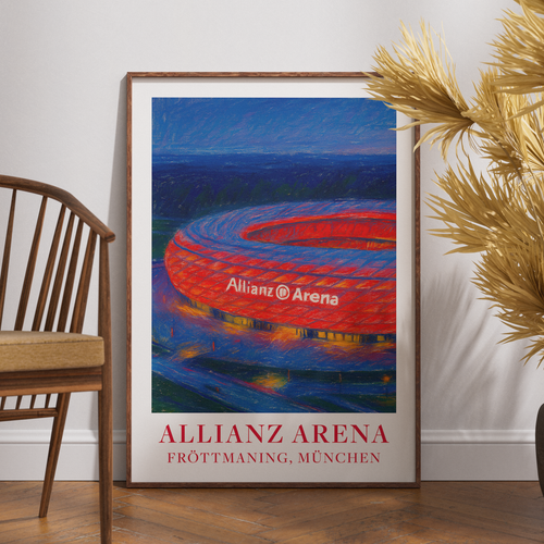 Bayern Munich Allianz Arena stadium art print – styled room mockup