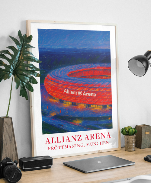 Bayern Munich Allianz Arena stadium art print – framed mockup