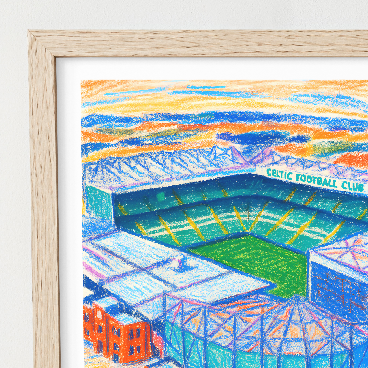 Celtic Park stadium art print – close-up detail