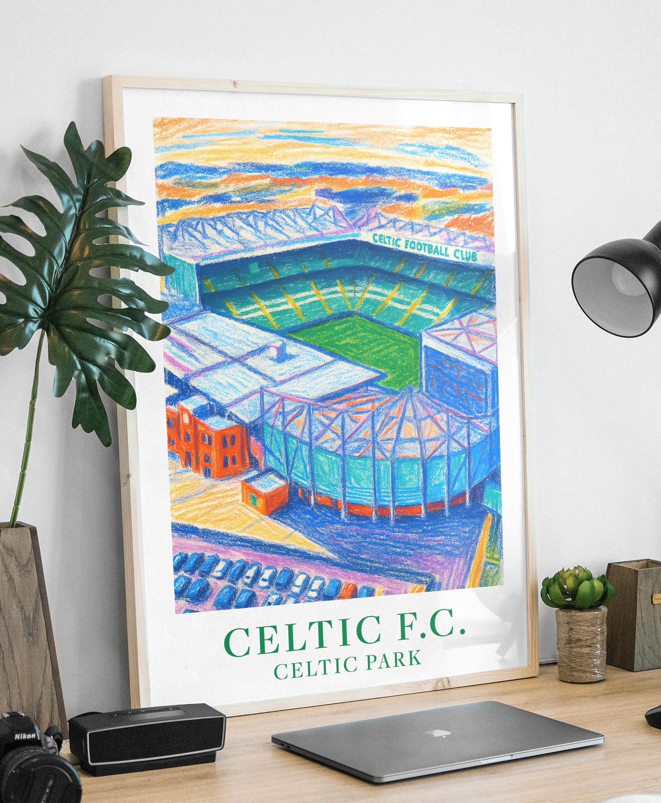 Celtic Park stadium art print – gallery wall mockup