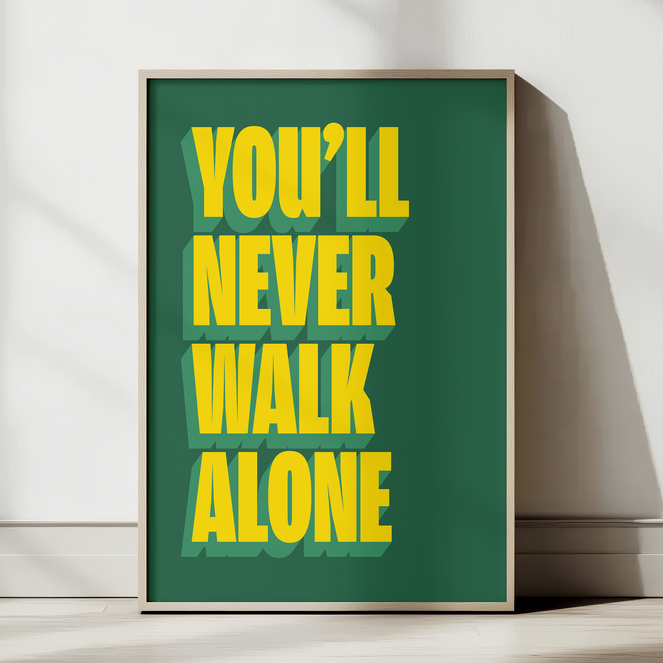 You'll Never Walk Alone print in green, Celtic Park edition – framed mockup