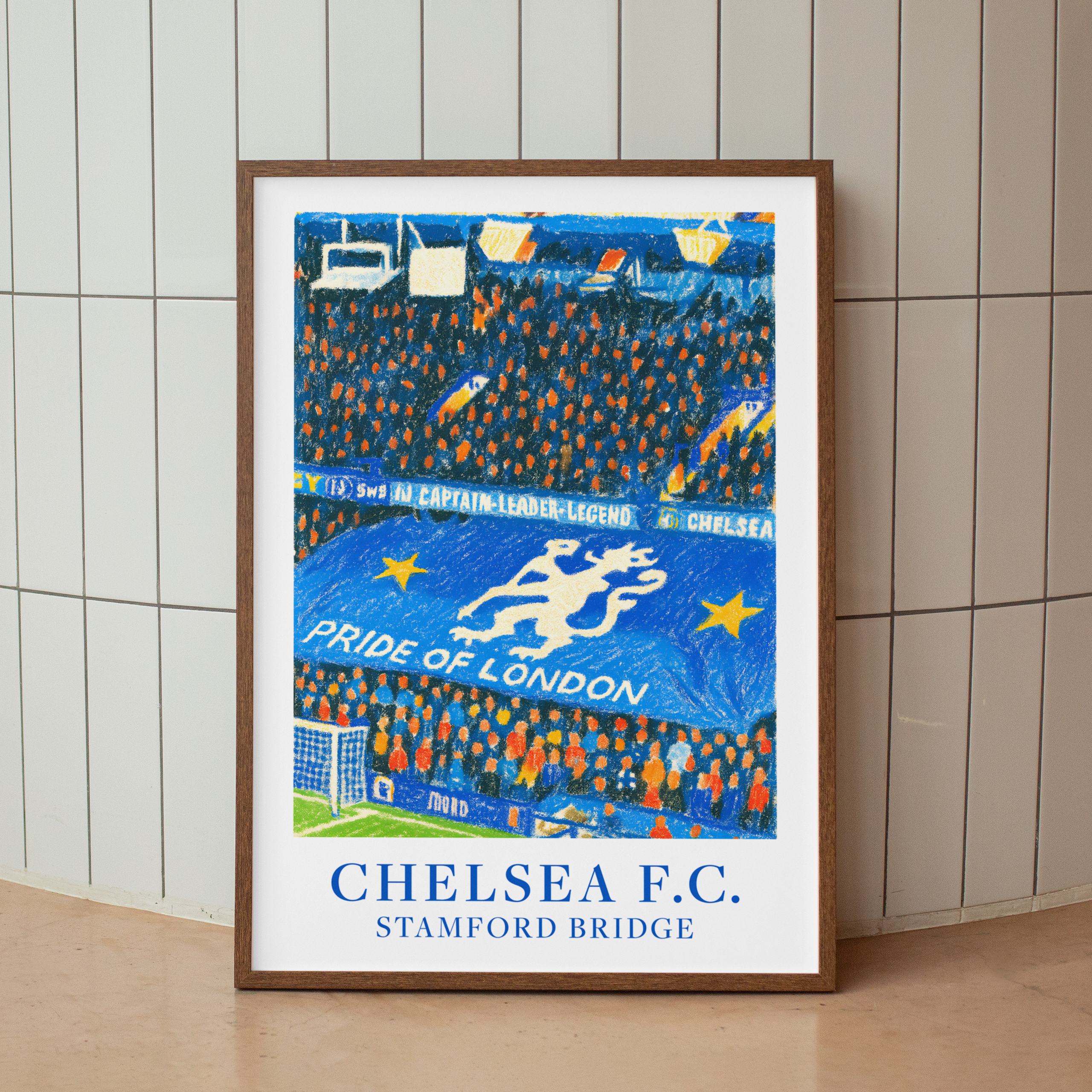 Chelsea Stamford Bridge stadium art print – framed mockup