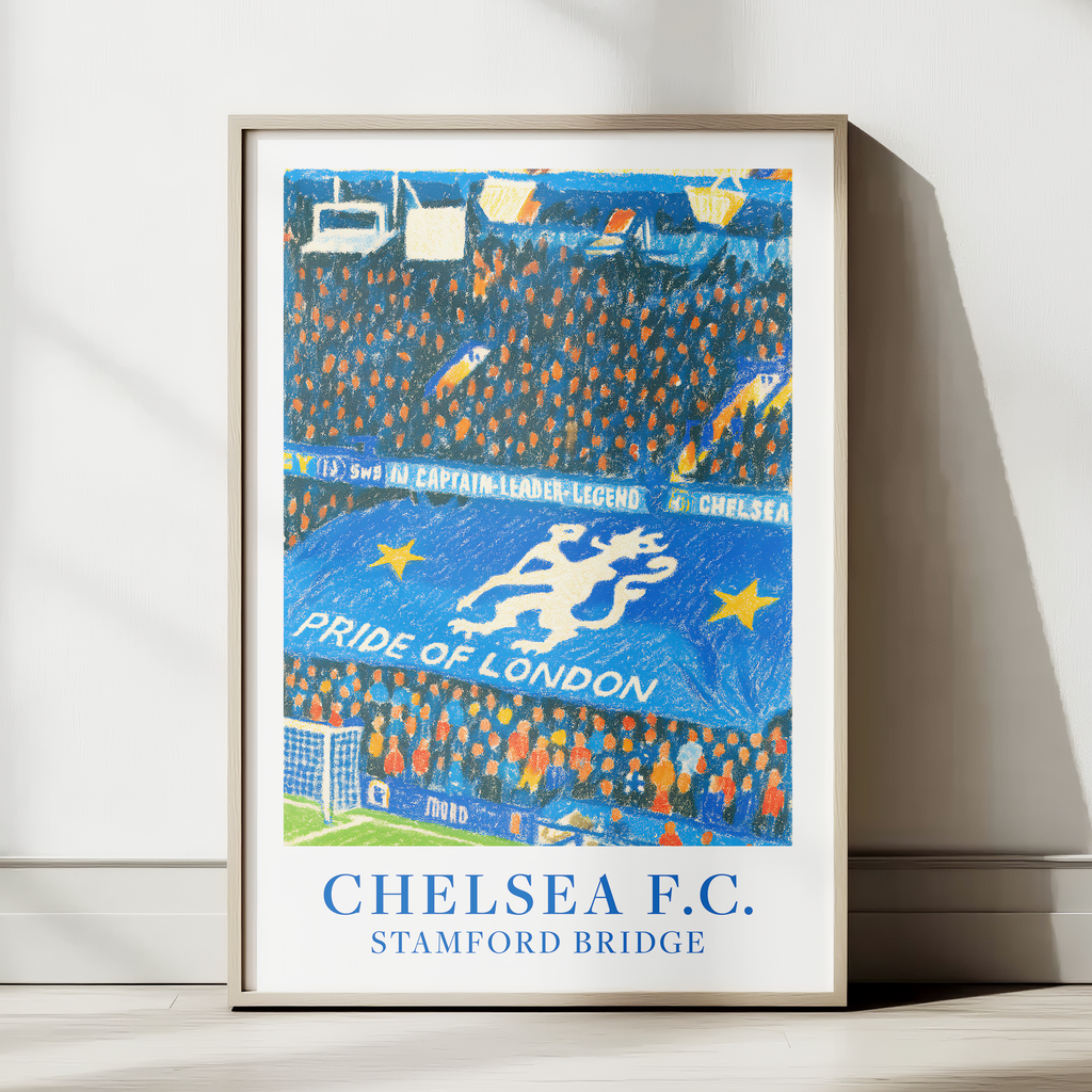 Chelsea Stamford Bridge stadium art print – gallery wall mockup