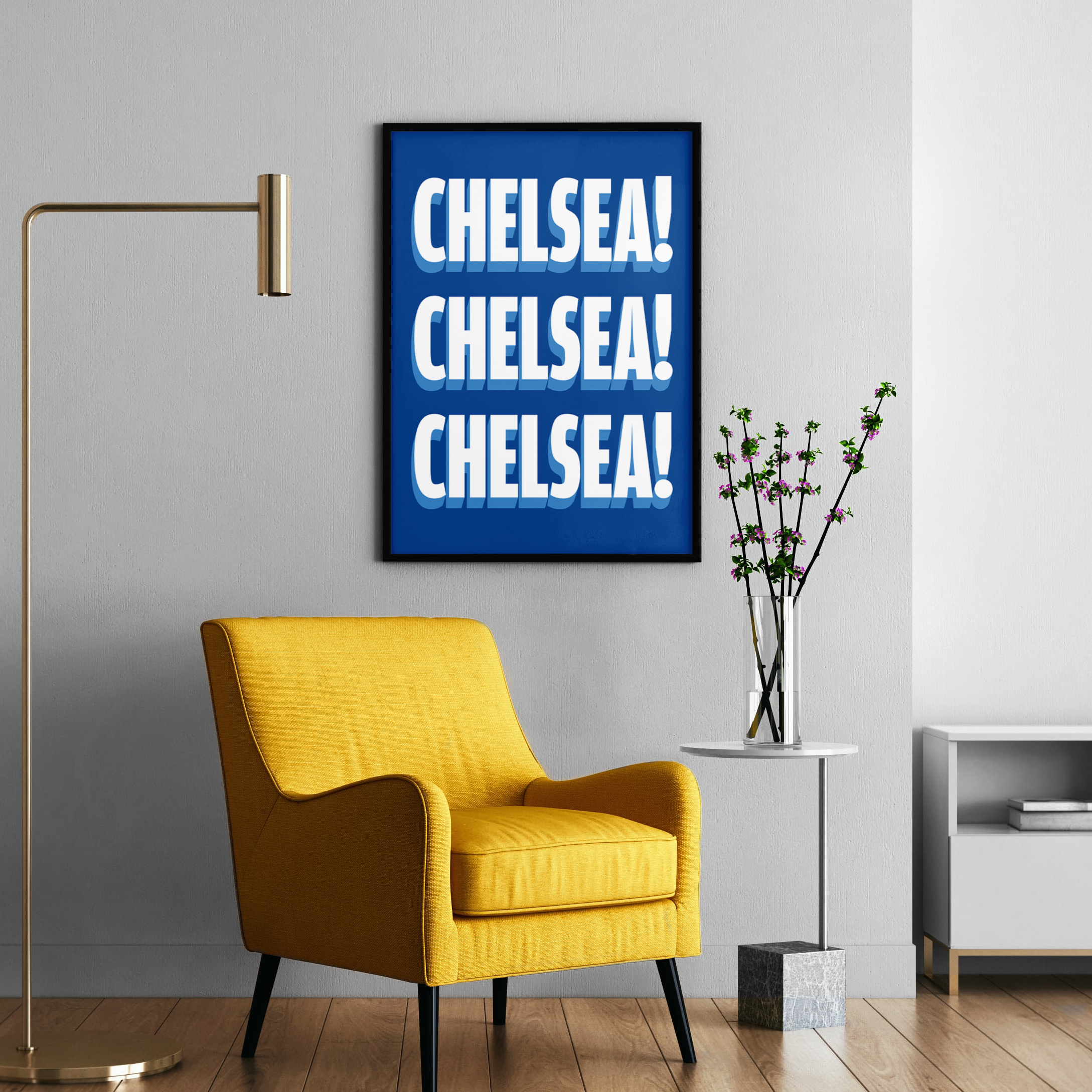Chelsea chant typography wall art print – close-up typography detail