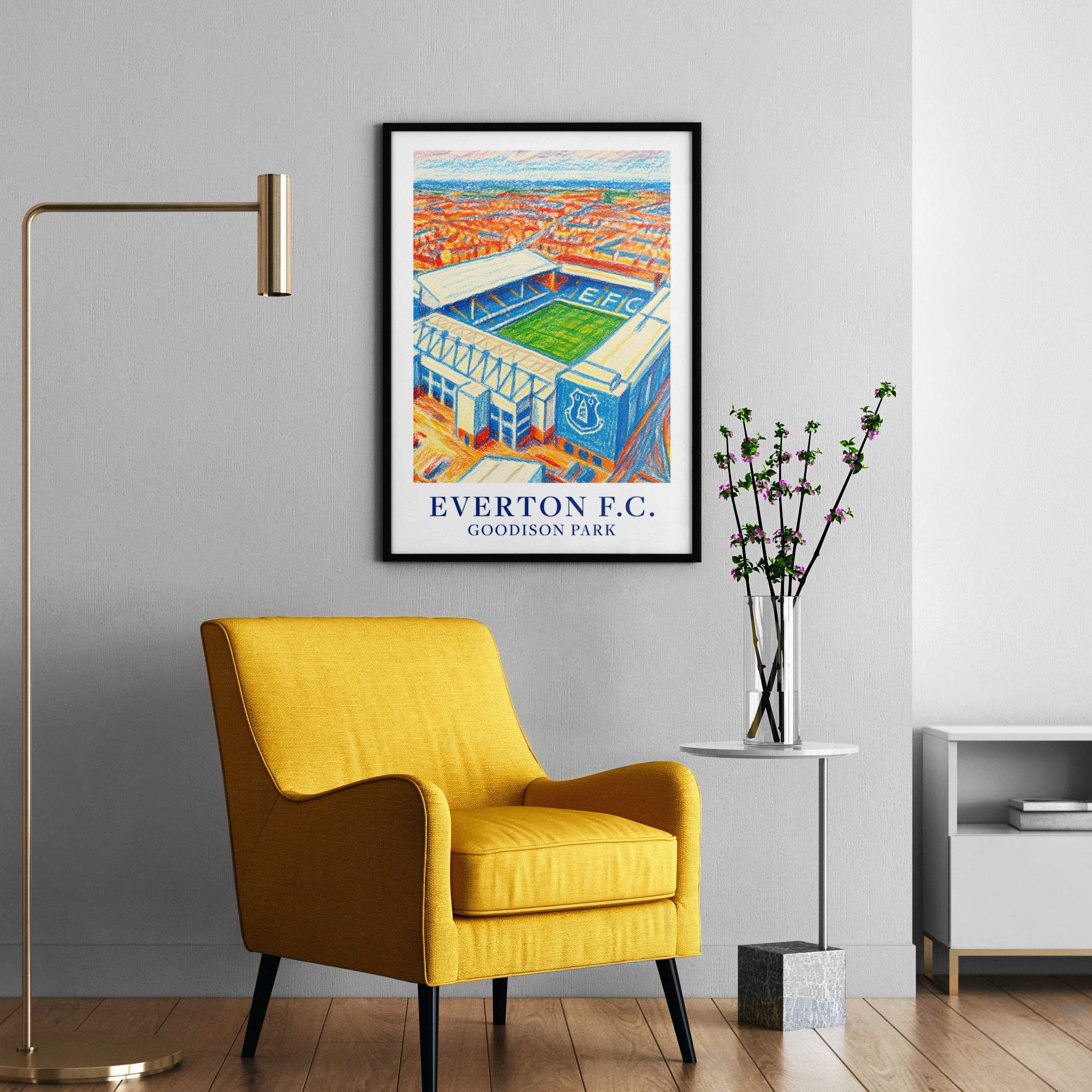Everton Goodison Park stadium art print – gallery wall mockup