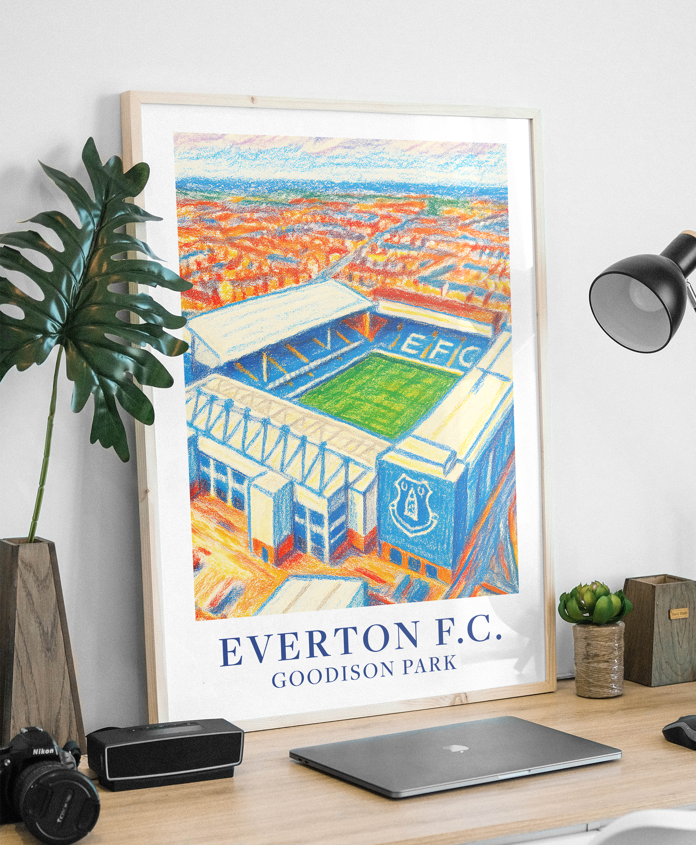 Everton Goodison Park stadium art print – framed mockup