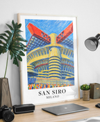 San Siro stadium art print – framed print on a desk
