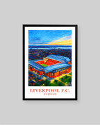 A framed art print of Anfield stadium by Liverpool F.C.