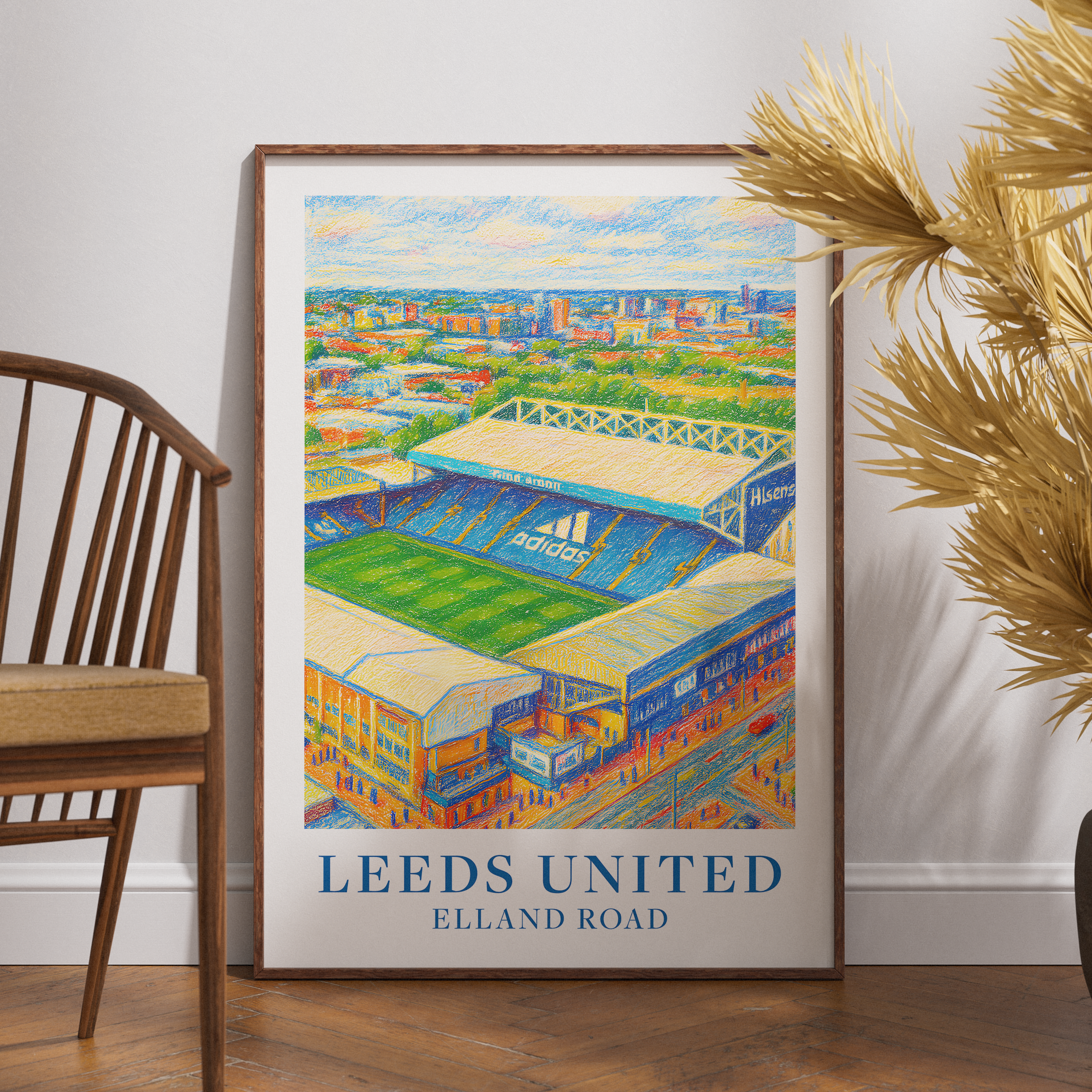 Leeds United Elland Road stadium art print – gallery wall mockup