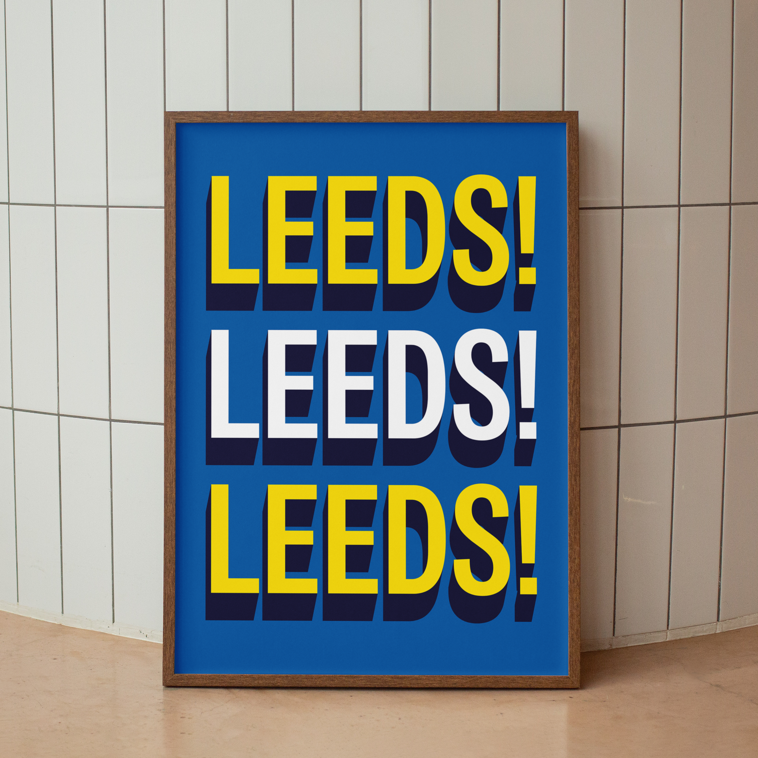 Leeds! Leeds! Leeds! chant typography wall art print – close-up typography detail