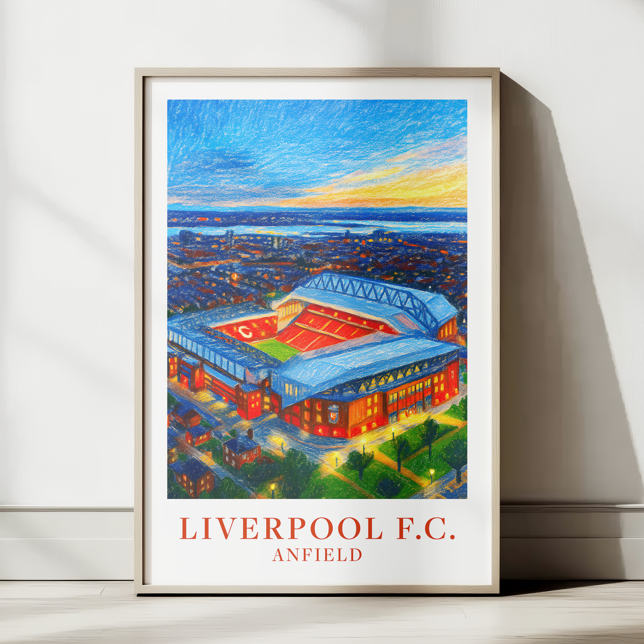Liverpool Anfield Stadium at night art print – alternate display mockup