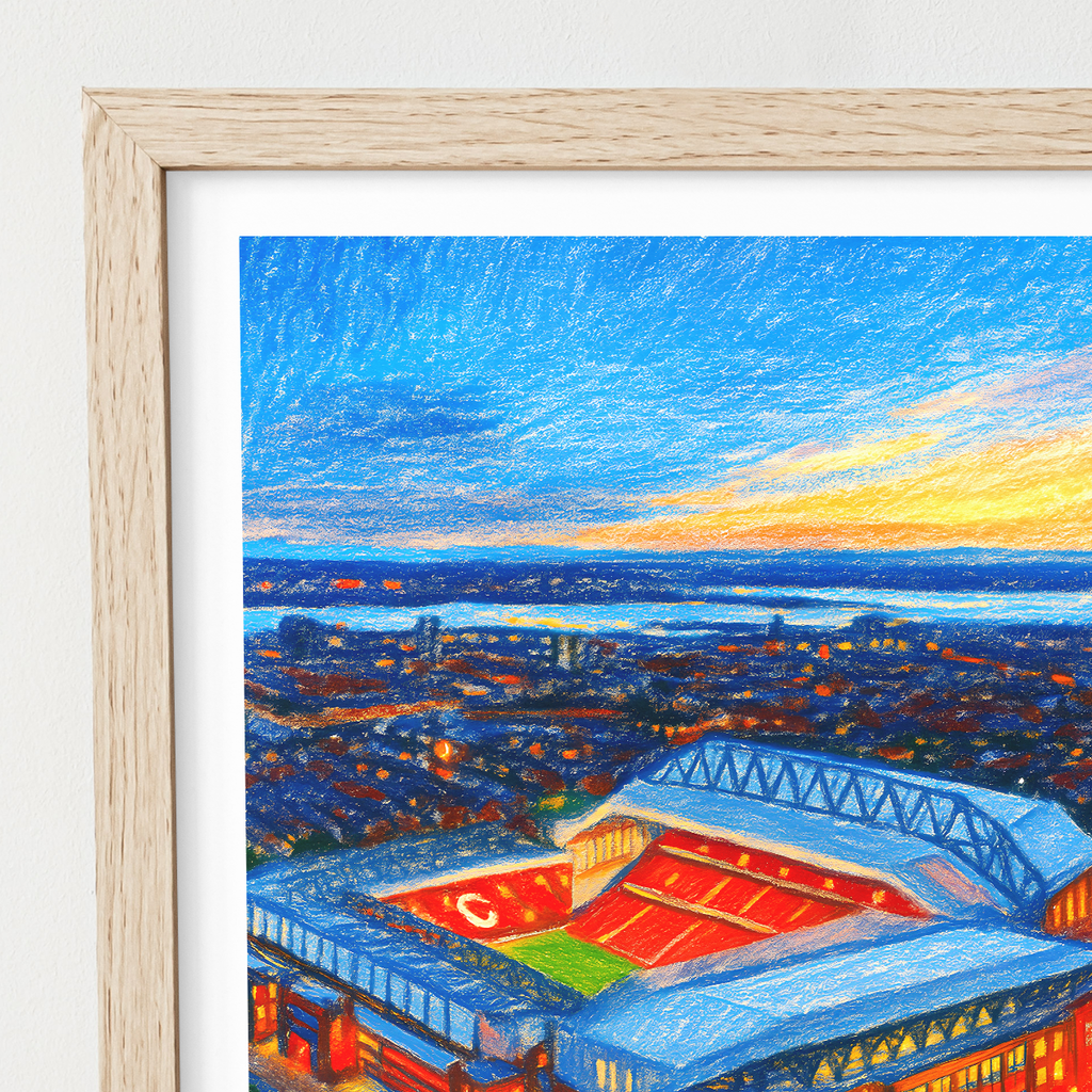 Liverpool Anfield Stadium at night art print – styled room mockup