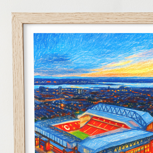 Liverpool Anfield Stadium at night art print – styled room mockup