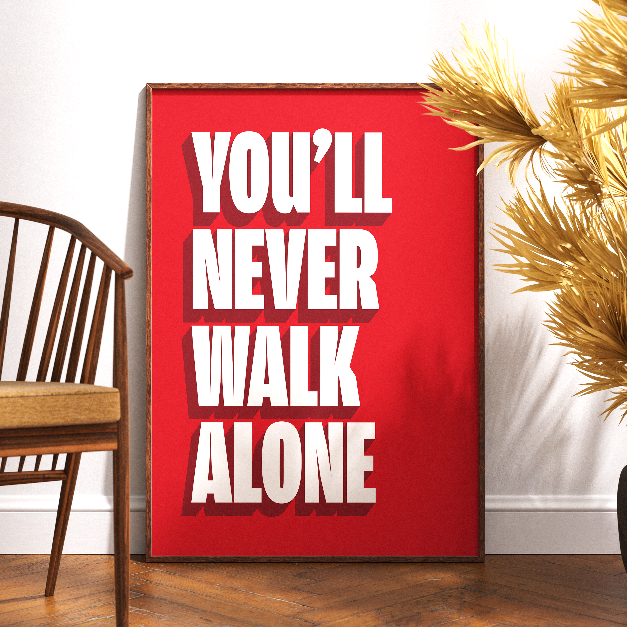 You'll Never Walk Alone print in red, Anfield edition – alternate display mockup