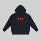 A dark navy blue pullover hoodie with a front kangaroo pocket and a chest graphic showing three red boxing gloves with the number 11 and the text 'EUROPEAN CHAMPIONS 2024'. The hoodie is displayed flat against a solid light gray background.