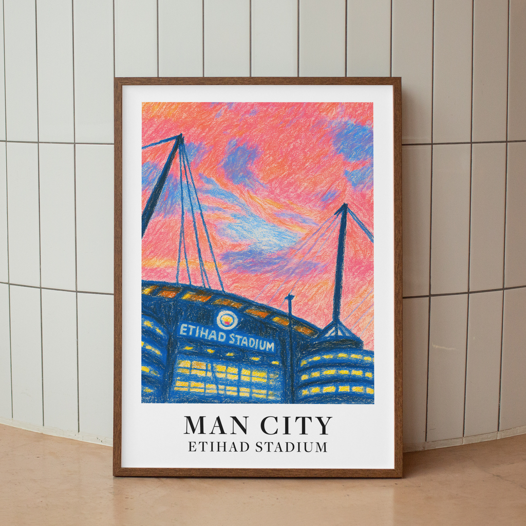 Manchester City Etihad Stadium art print – close-up detail