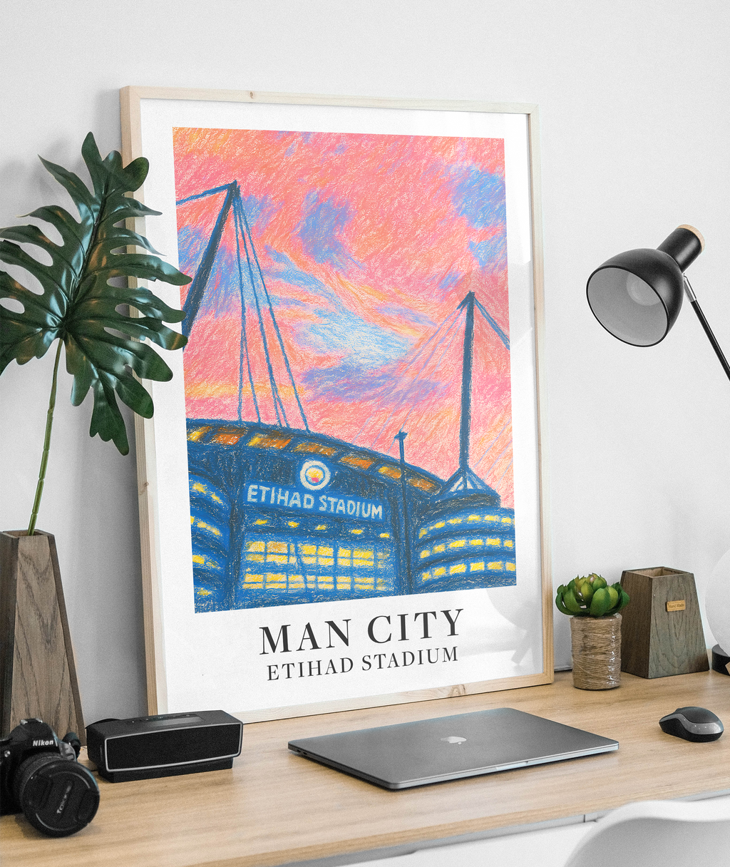 Manchester City Etihad Stadium art print – framed mockup