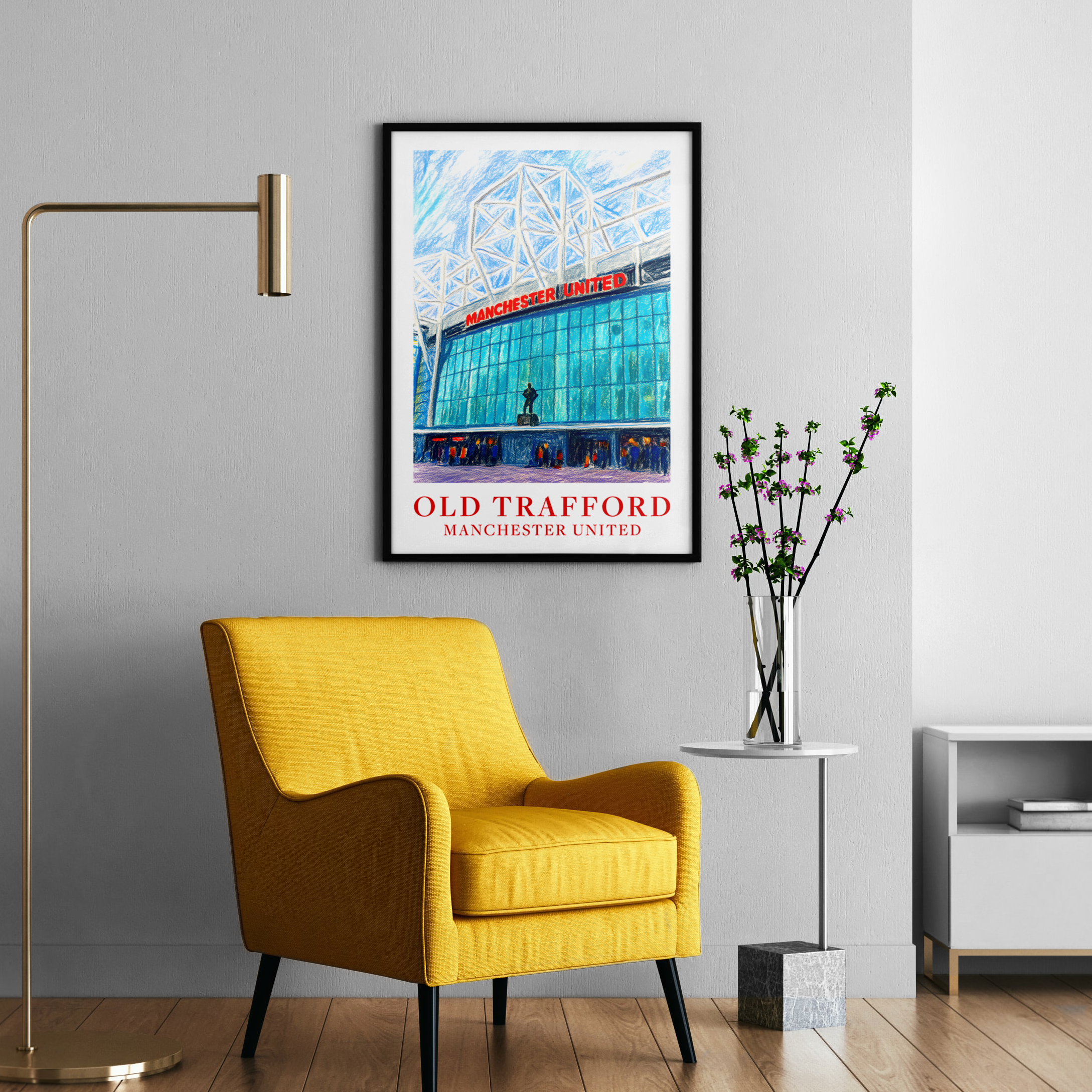 Manchester United Old Trafford stadium art print – gallery wall mockup