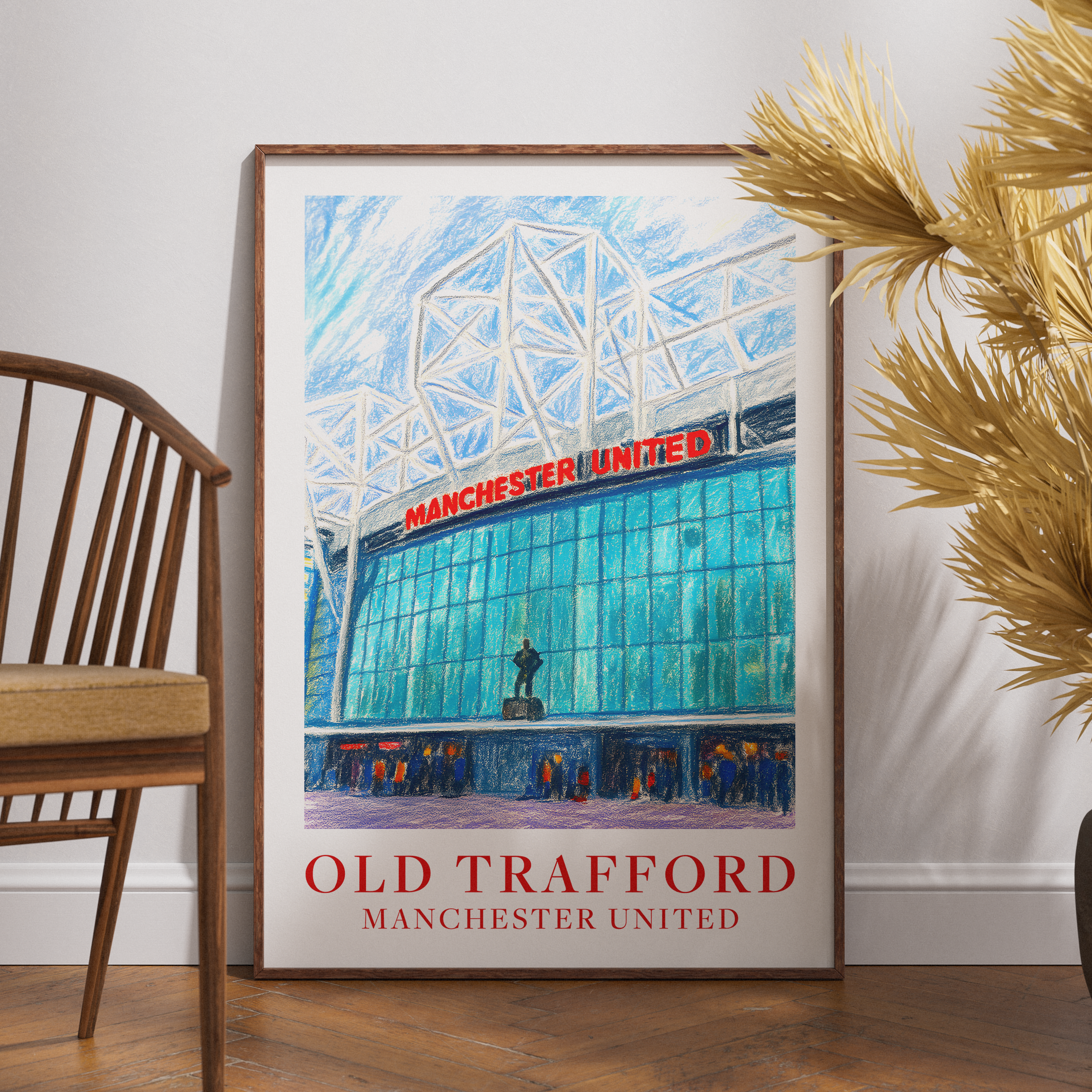 Manchester United Old Trafford stadium art print – close-up detail