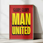 Glory Glory Man United chant typography wall art print – alternate display mockup