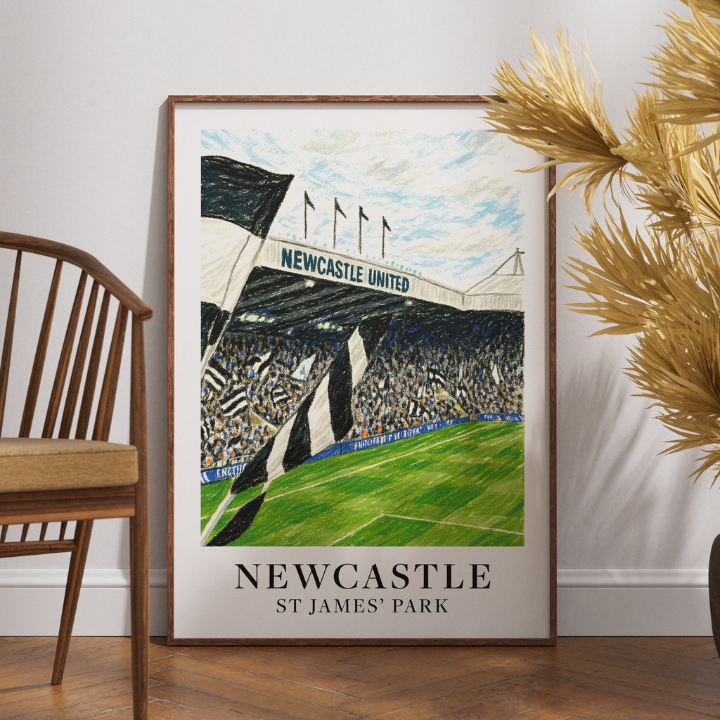 Newcastle United St James' Park stadium art print – framed mockup