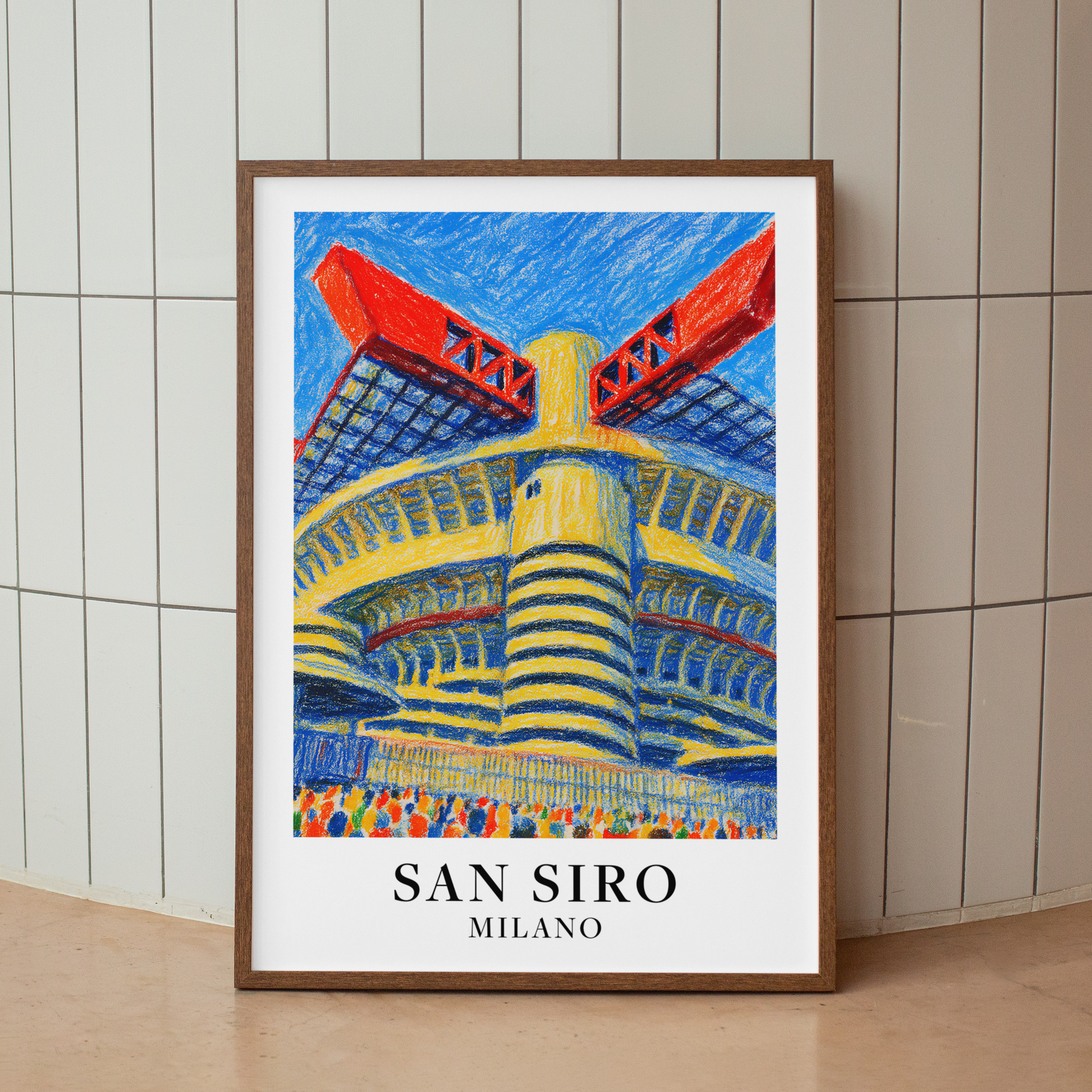 San Siro stadium art print – poster on the floor mockup