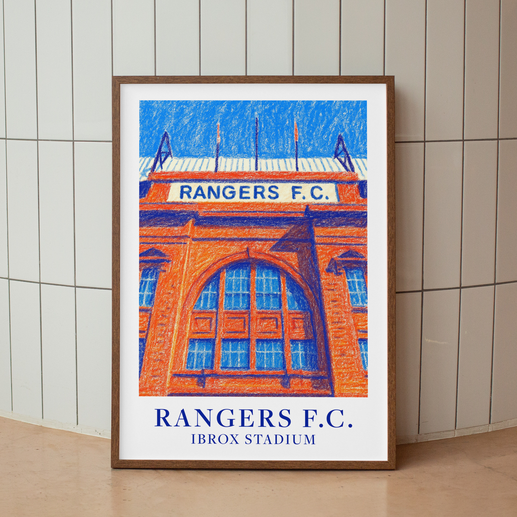 Rangers Ibrox Stadium art print – close-up detail
