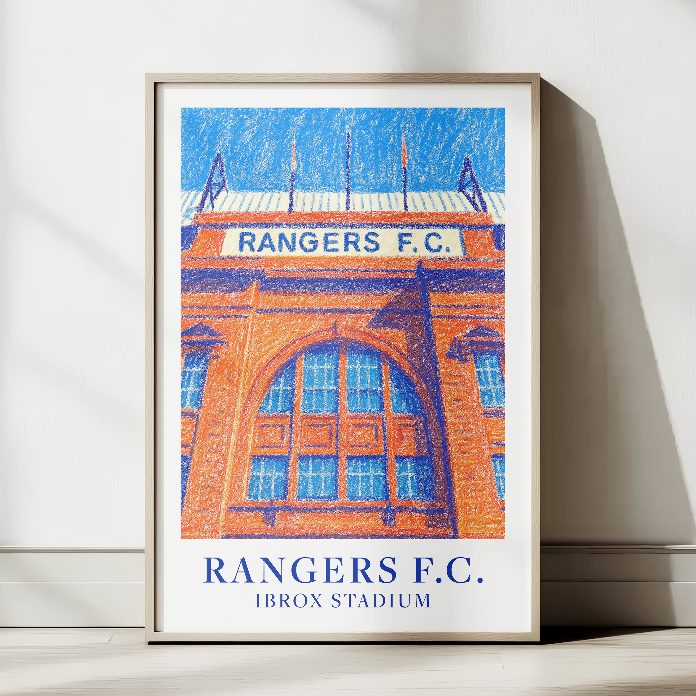 Rangers Ibrox Stadium art print – alternate display mockup