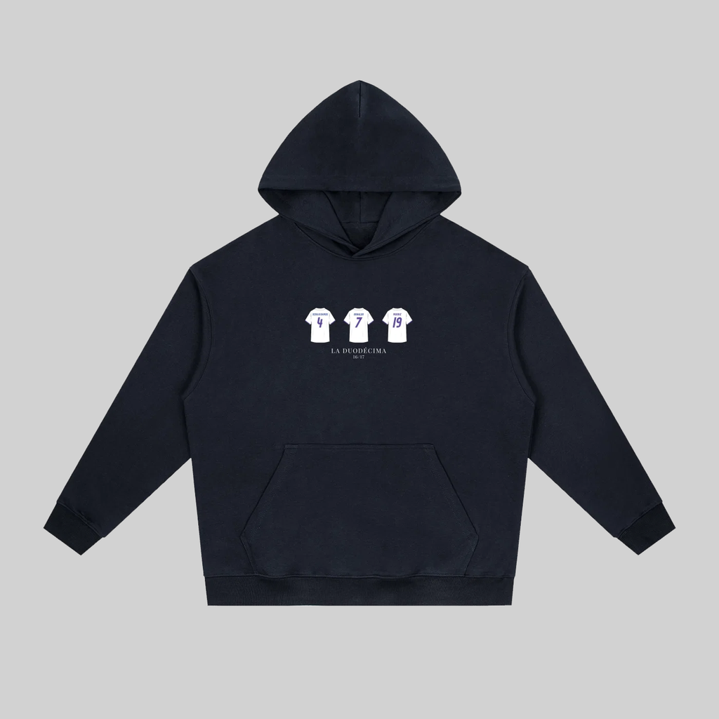 Celebrate Real Madrid’s La Duodécima — their 12th European triumph — with this premium heavyweight Hoodie