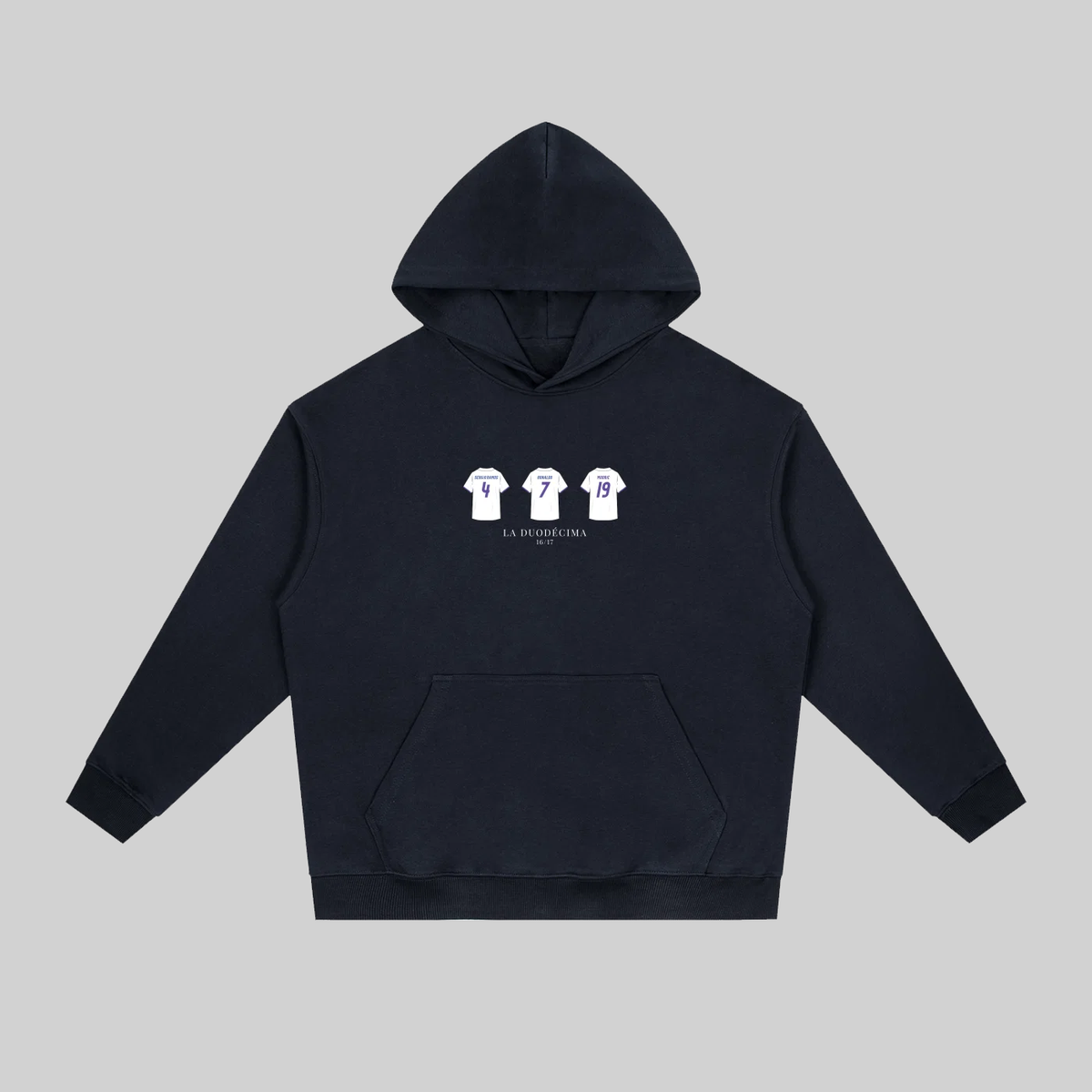 Celebrate Real Madrid’s La Duodécima — their 12th European triumph — with this premium heavyweight Hoodie