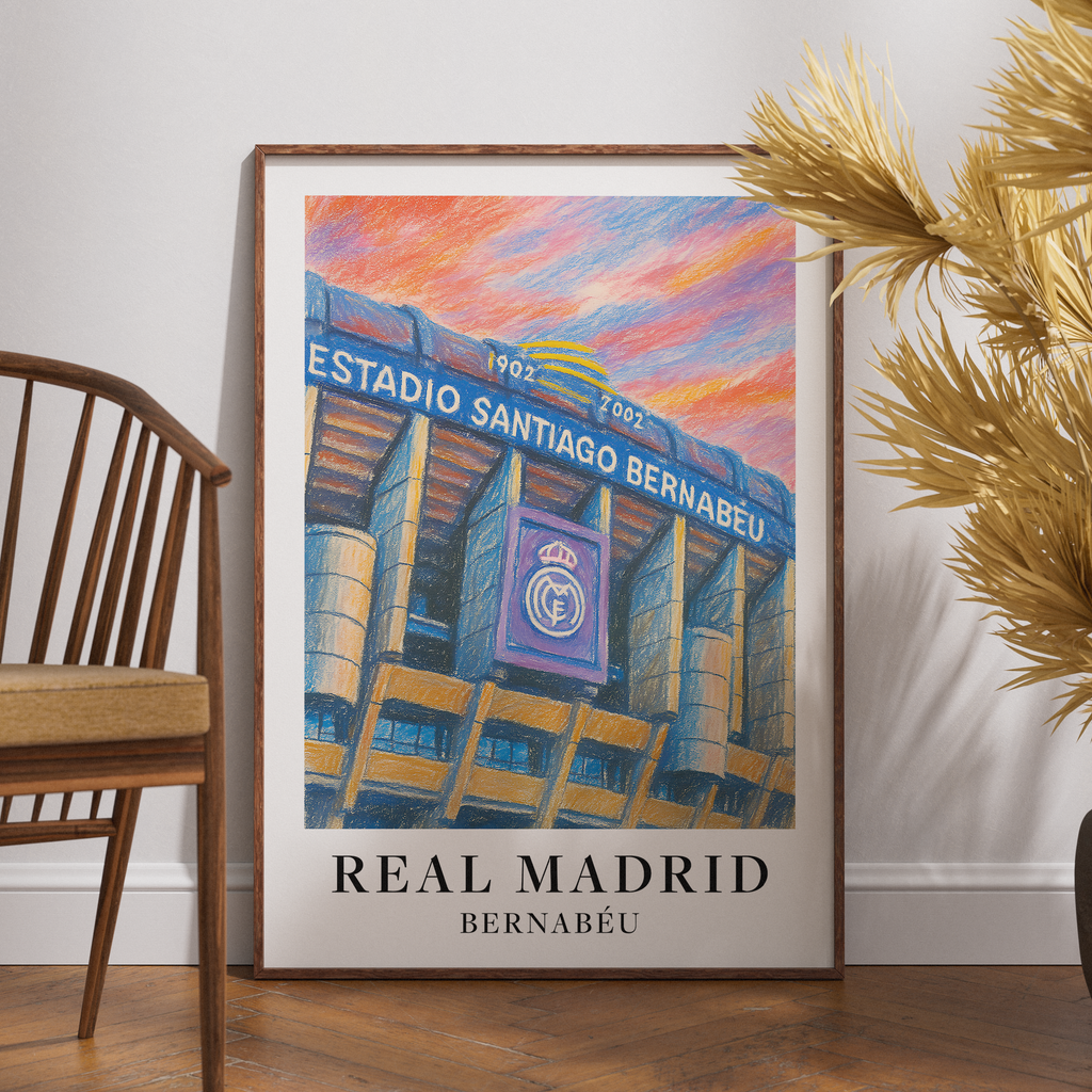 Real Madrid Santiago Bernabéu stadium art print – alternate display mockup