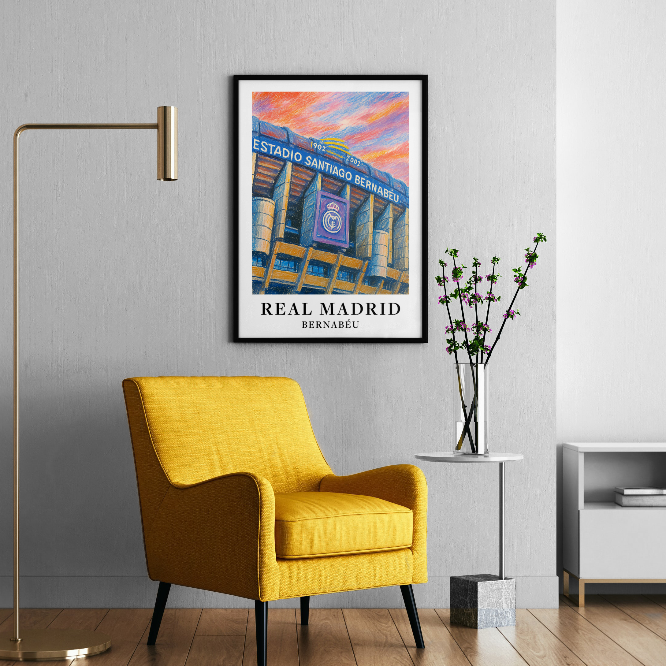 Real Madrid Santiago Bernabéu stadium art print – close-up detail