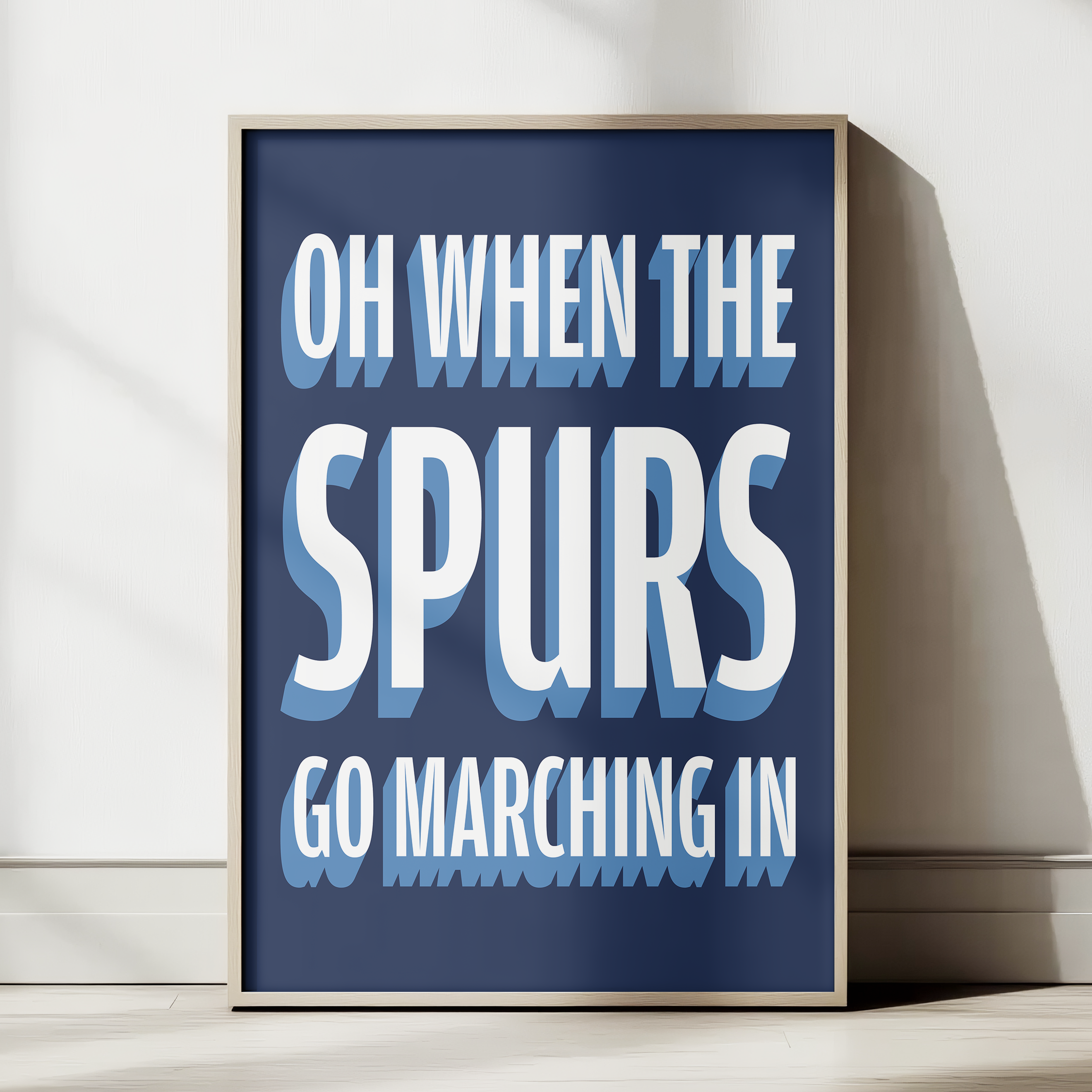 Oh When The Spurs Go Marching In chant typography wall art print – framed mockup