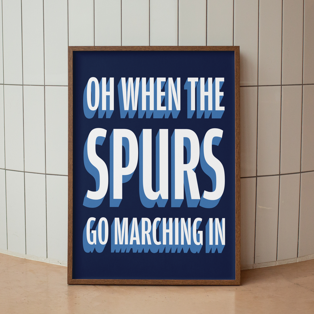 Oh When The Spurs Go Marching In chant typography wall art print – styled room mockup