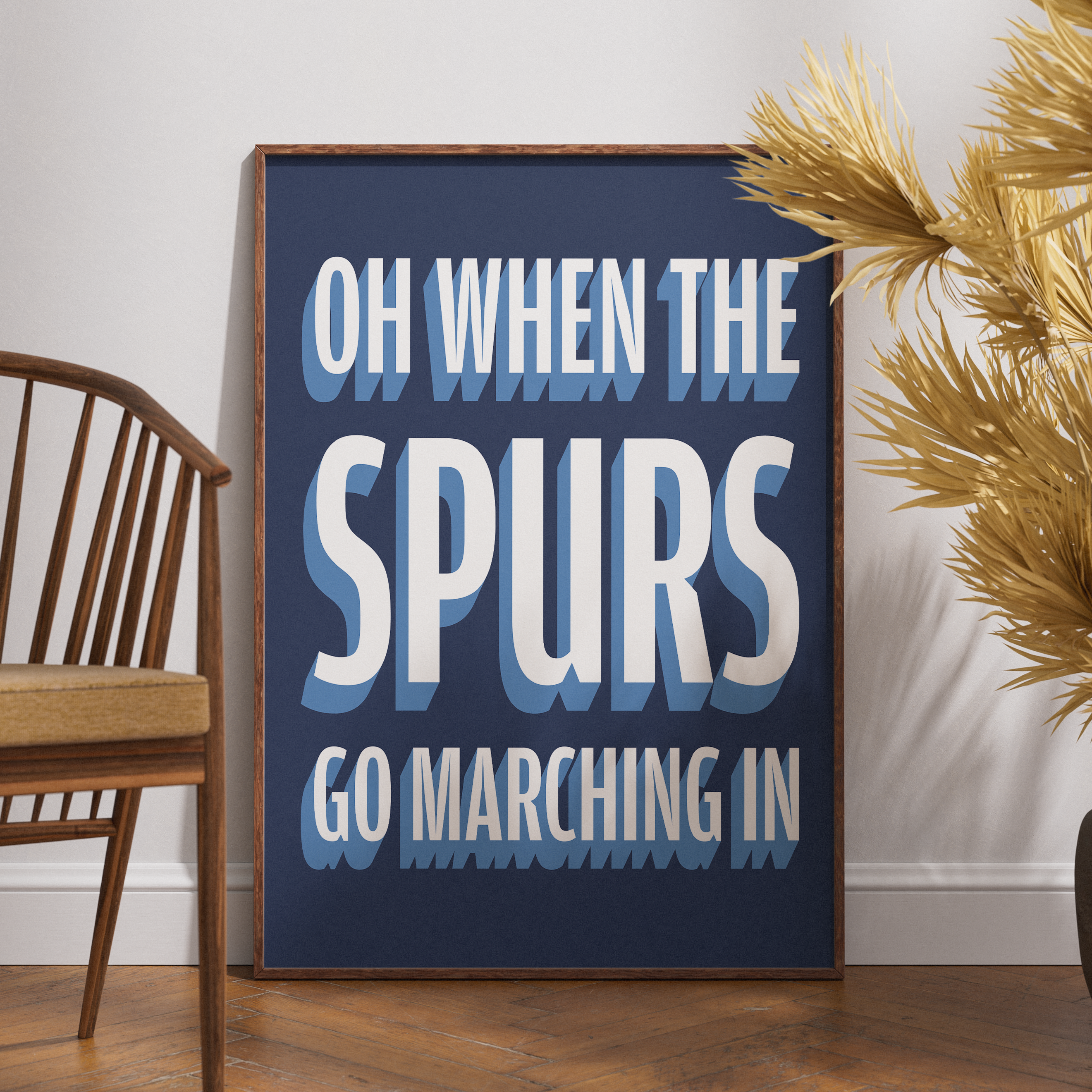 Oh When The Spurs Go Marching In chant typography wall art print – alternate display mockup